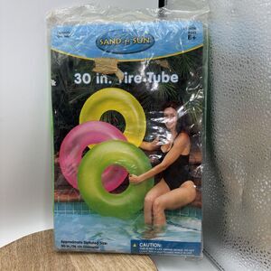 Vtg Sand n Sun Ring Tire Tube 30” Pool Float Inflatable Green New Sealed